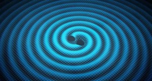 © Swinburne Astronomy Productions Vue d'artiste des fluctuations de l'espace-temps provoquées par le rapprochement de deux trous noirs.